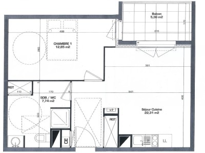 APPARTEMENT T2 A VENDRE - VILLEURBANNE - 42 m2 - 215 000 €