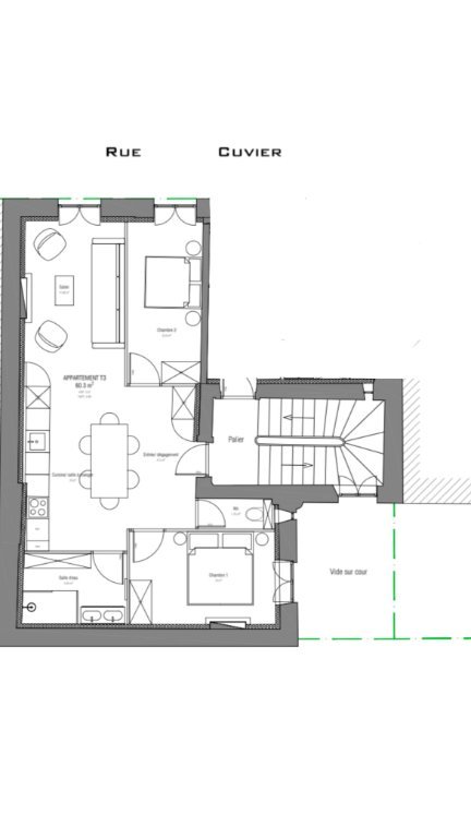APPARTEMENT T3 A VENDRE - LYON 6EME ARRONDISSEMENT - 61 m2 - 255 000 &euro;
